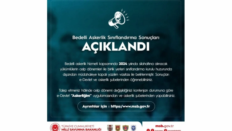 Bedelli Askerlik Sınıflandırma Sonuçları Açıklandı