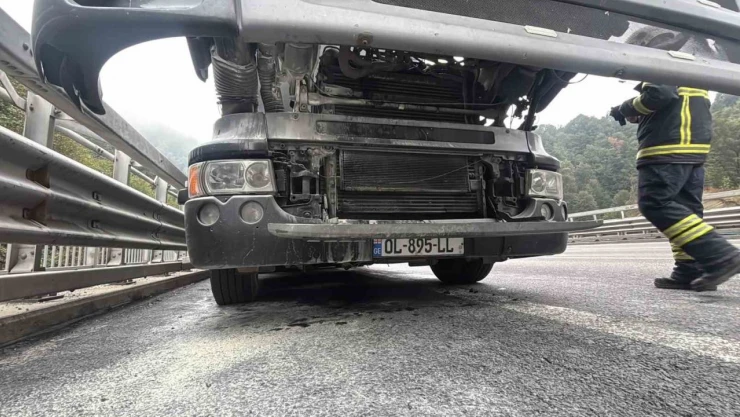 Bolu'da Kamyon Alev Aldı