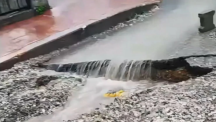 Yağış Sonrası Yol Çöktü