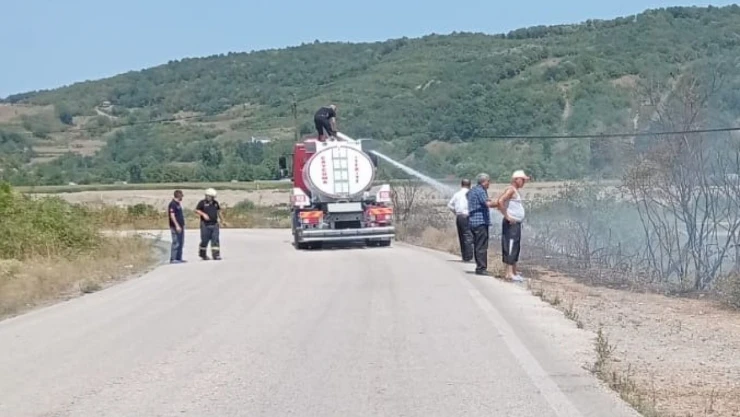 Çaycuma'da Çalılık Alanda Yangın Çıktı