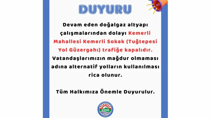 Cide Belediyesi Duyurdu 