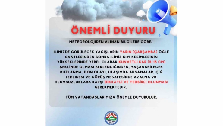 Cide Belediyesi Duyurdu