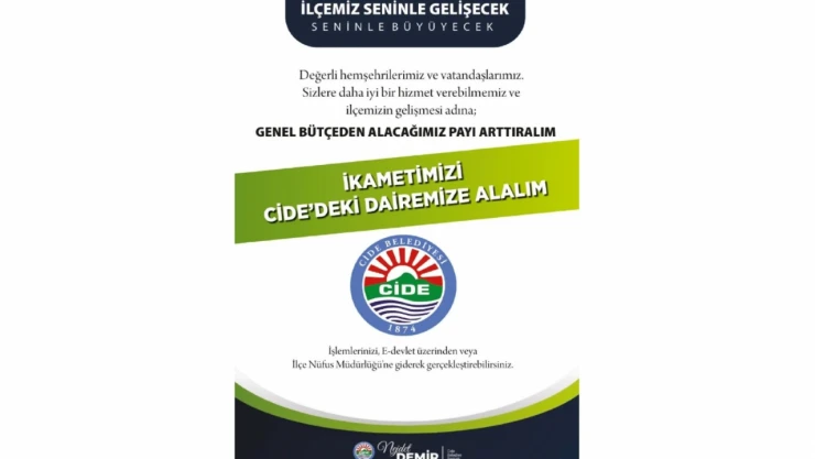 Cide Belediyesi'nden İkamet Adresi Çağrısı