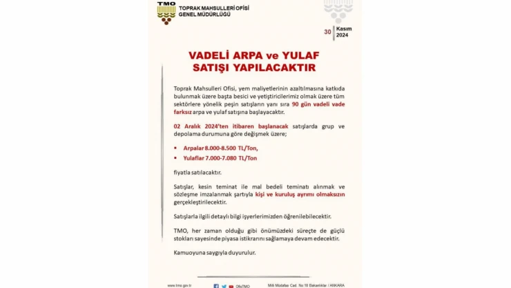 Çiftçilere Önemli Duyuru!