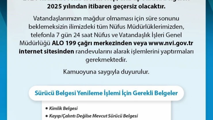 Eski Tip Sürücü Belgesi Uyarısı: Son tarih 31 Aralık