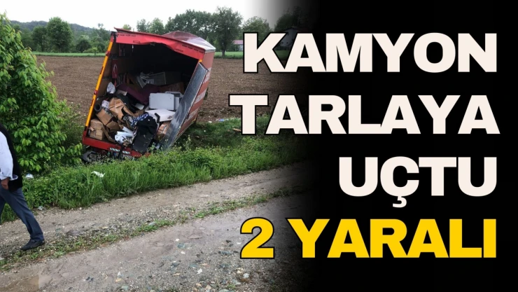 Ev Eşyası Taşıyan Kamyon Tarlaya Uçtu: 2 Yaralı