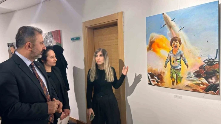 Gazze'deki Dramı Tuvale Yansıttılar