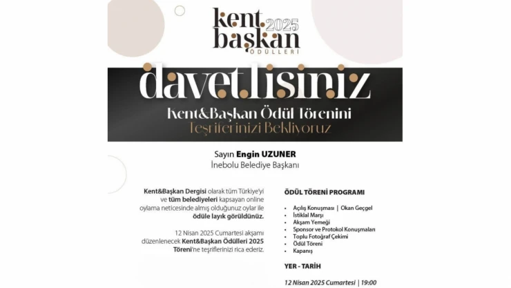 İnebolu Belediye Başkanı Engin Uzuner'e Bir Başarı Ödülü Daha