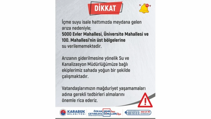 Karabük'te Su Kesintisi