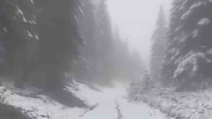 Karabük'ün Yüksek Kesimlerinde Kar Yağışı Devam Ediyor