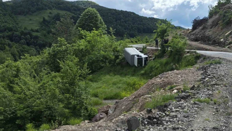 Kamyonet Şarampole Yuvarlandı