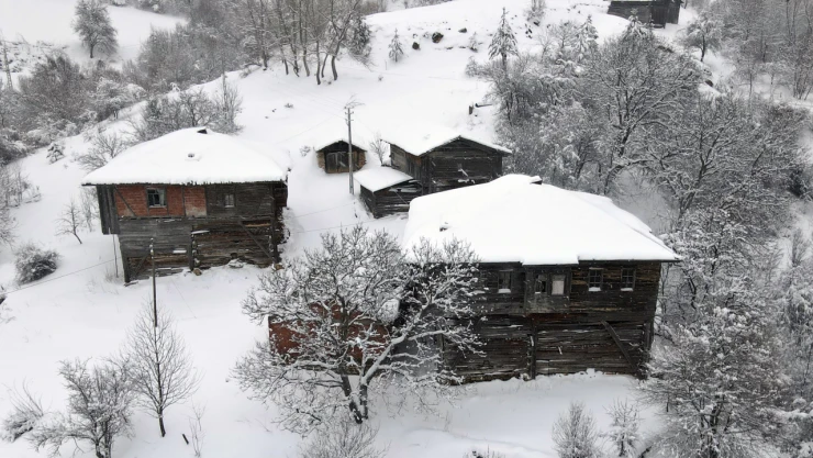 Karla Kaplanan Ormanlar Dron İle Görüntülendi