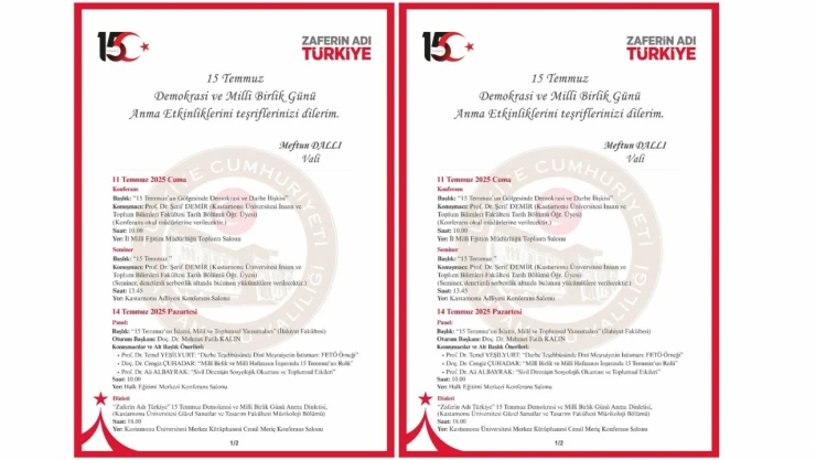 Kastamonu'da 15 Temmuz Anma Programı Açıklandı