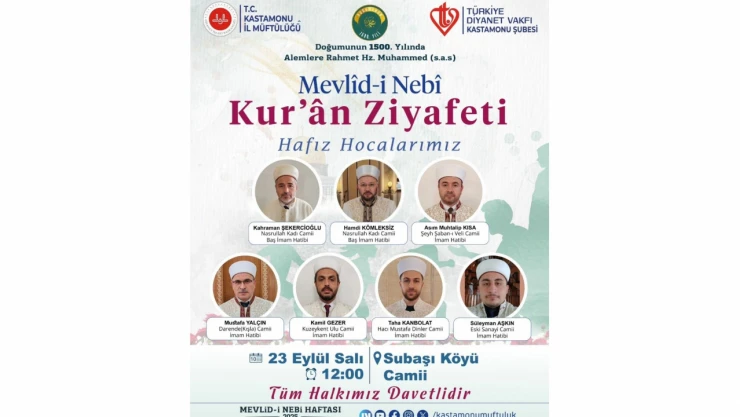Kastamonu'da Mevlid-i Nebi Kur'an Ziyafeti Düzenlenecek