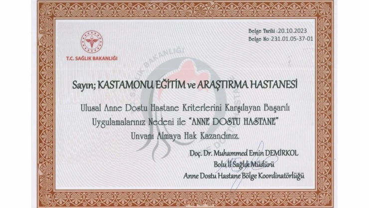 Kastamonu Eğitim ve Araştırma Hastanesi, Anne Dostu Oldu