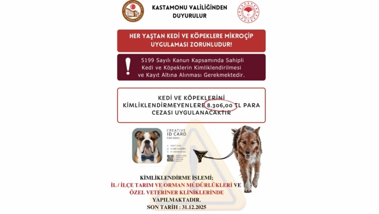Kastamonu Valiliği'nden Evcil Hayvan Sahiplerine Hatırlatma