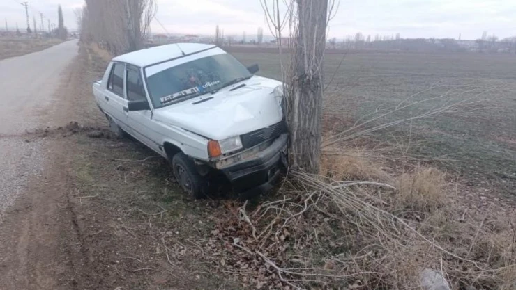 Manevra Yapan Araç Ağaca Çarptı: 1 Yaralı