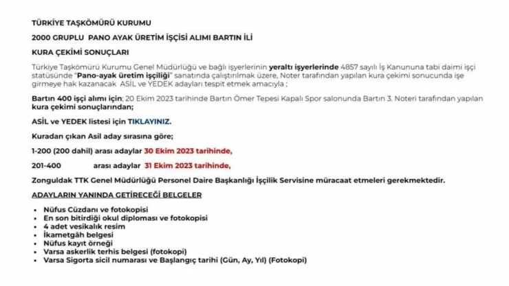 Kuradan ismi çıkan madencilerin başvuru tarihi belirlendi