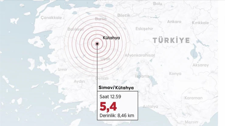 Kütahya'da 5,4 Büyüklüğünde Deprem