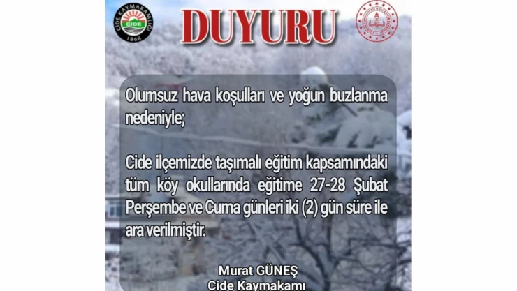 O İlçede Eğitime Kar Engeli