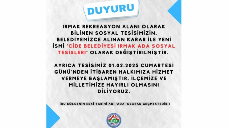 O Tesisin İsmi Değişti