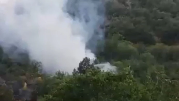 Orman yangını helikopterle söndürüldü