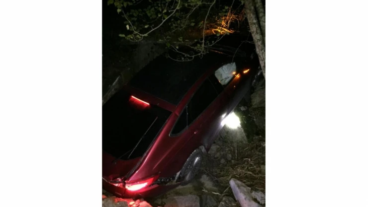 Otomobil şarampole devrildi