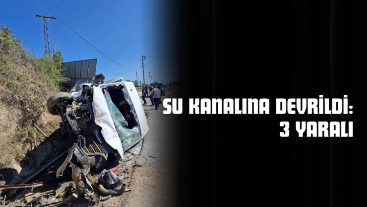 Reklam Tabelasına Çarptı, Su Kanalına Devrildi: 3 Yaralı