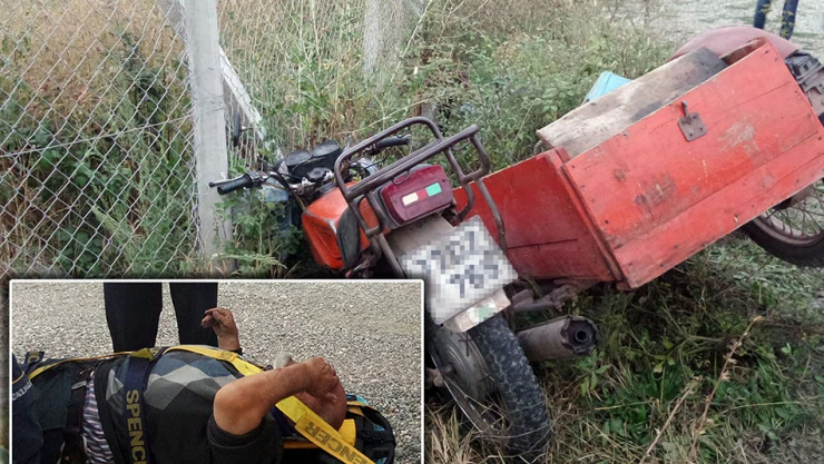 Sepetli motosiklet devrildi 1 yaralı