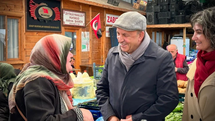 Sinop Belediye Başkanı Metin Gürbüz, Kapalı Pazaryeri'ni Ziyaret Etti
