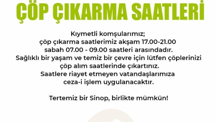 Sinop Belediyesi'nden Bilgilendirme 