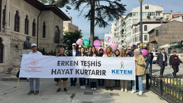 Sinop'ta Meme Kanseri Farkındalık Yürüyüşü Yapıldı