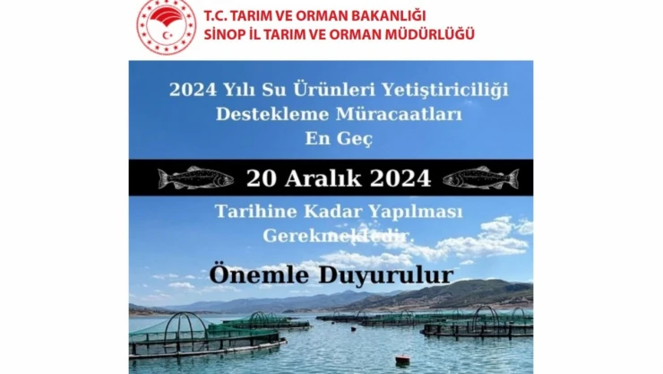 Su Ürünleri Destekleme Başvuruları İçin Son Tarih Yaklaşıyor