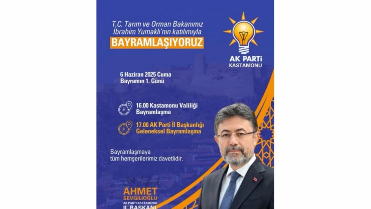 Tarım ve Orman Bakanı Yumaklı Kastamonu'da Bayramlaşma Programına Katılacak