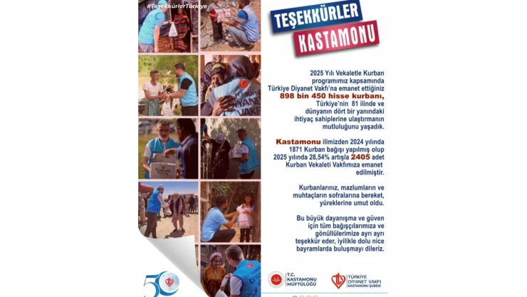 TDV'ye 2 Bin 405 Kurban Vekaleti Verildi