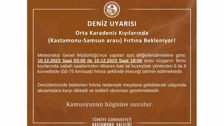 Valilik Uyardı, Fırtına Geri Geliyor