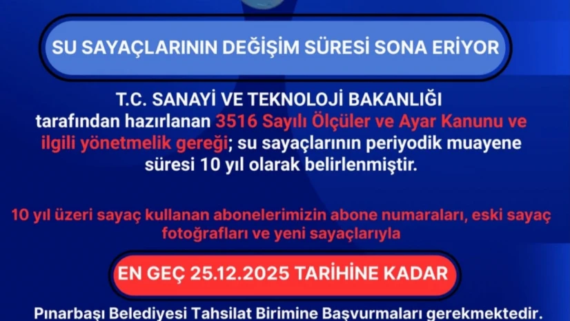 Pınarbaşı'nda Su Sayaçları İçin Son Tarih