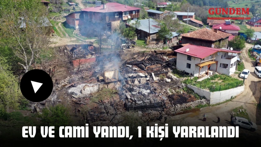 Ev Ve Cami Yandı, 1 Kişi Yaralandı