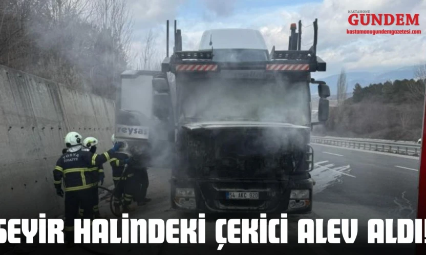 Seyir Halindeki Çekici Alev Aldı